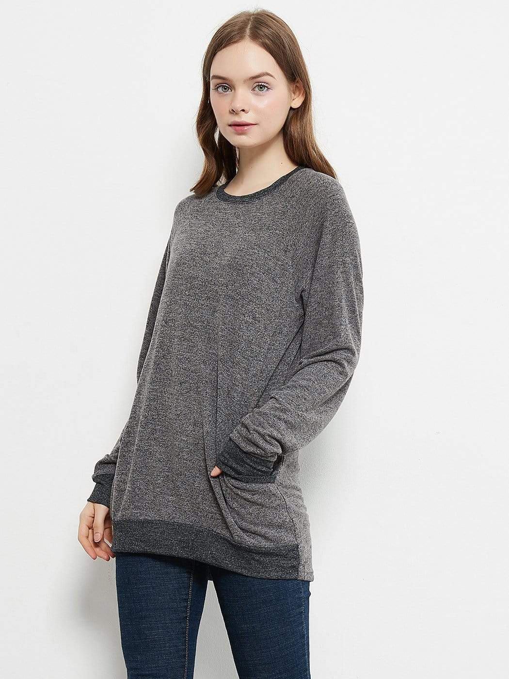Long Sleeve Pocket Front Pullover Anna-Kaci Wholesale