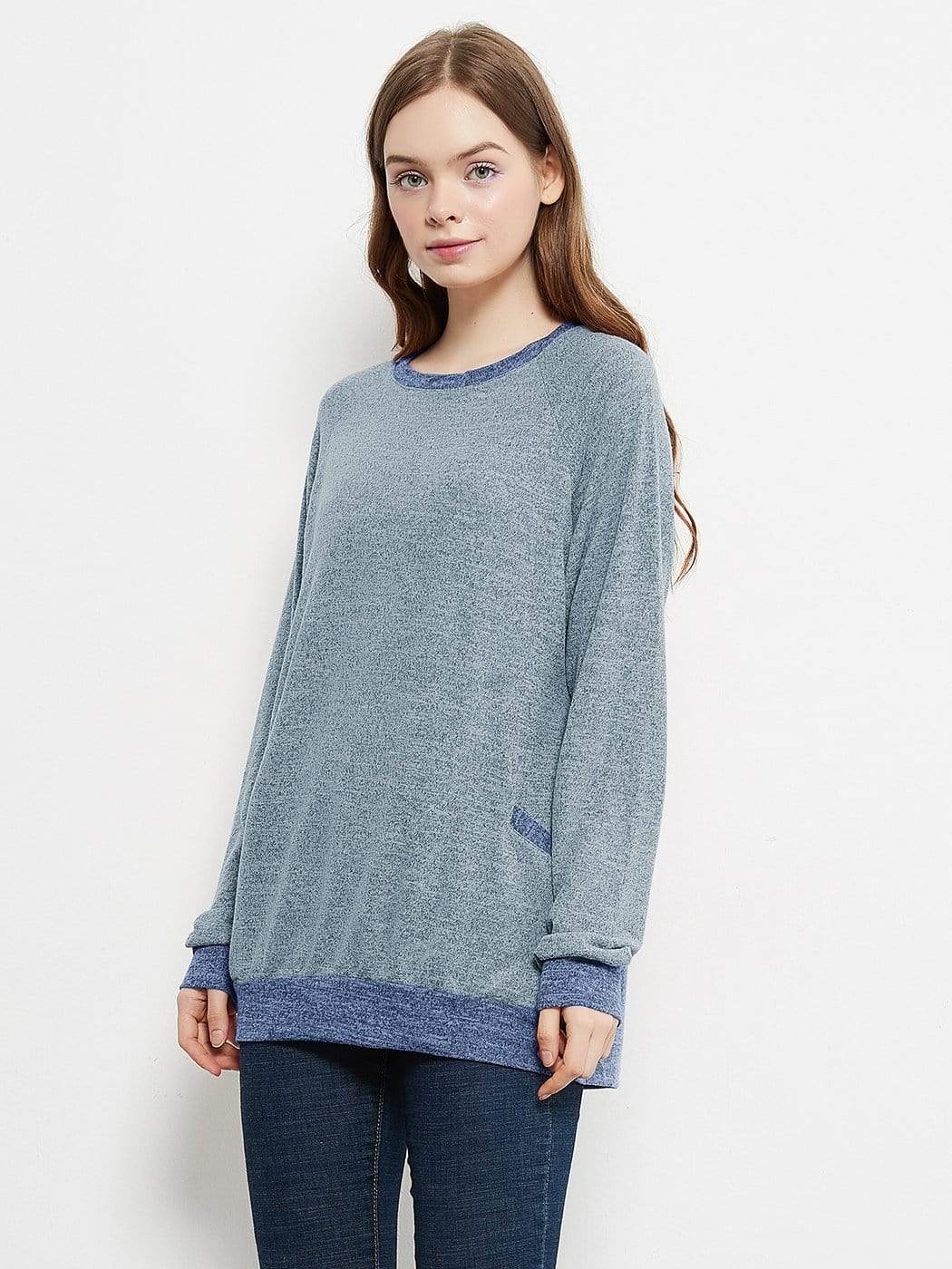 Long Sleeve Pocket Front Pullover Anna-Kaci Wholesale
