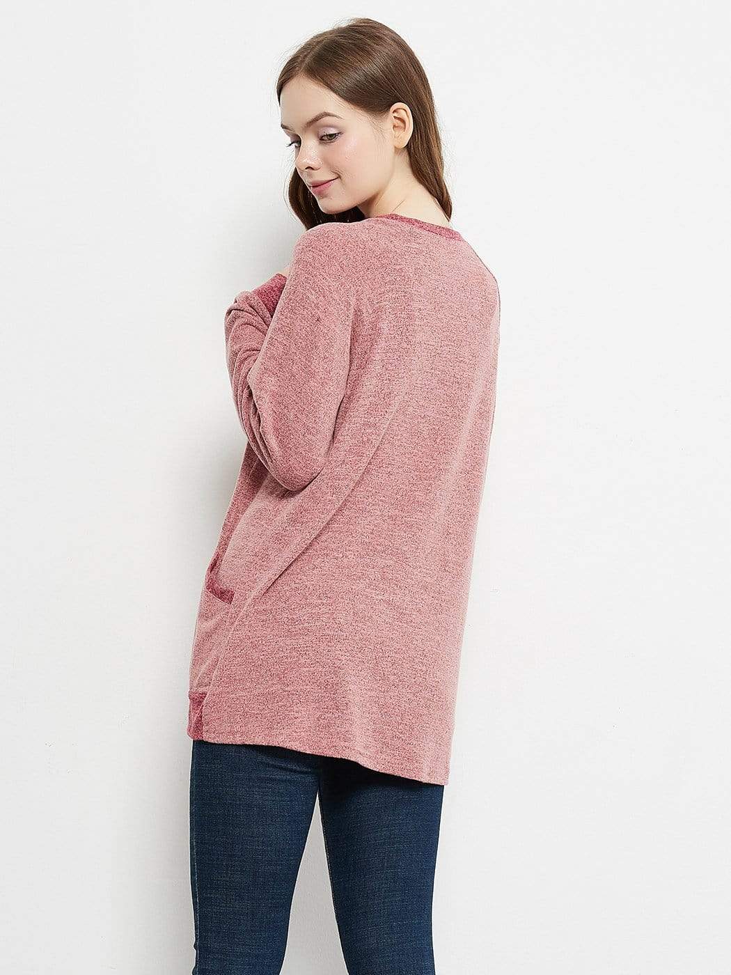 Long Sleeve Pocket Front Pullover Anna-Kaci Wholesale