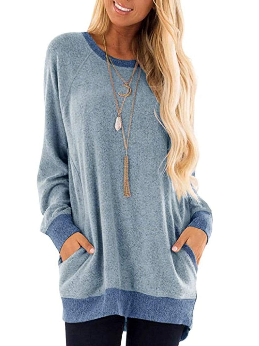 Long Sleeve Pocket Front Pullover Anna-Kaci Wholesale