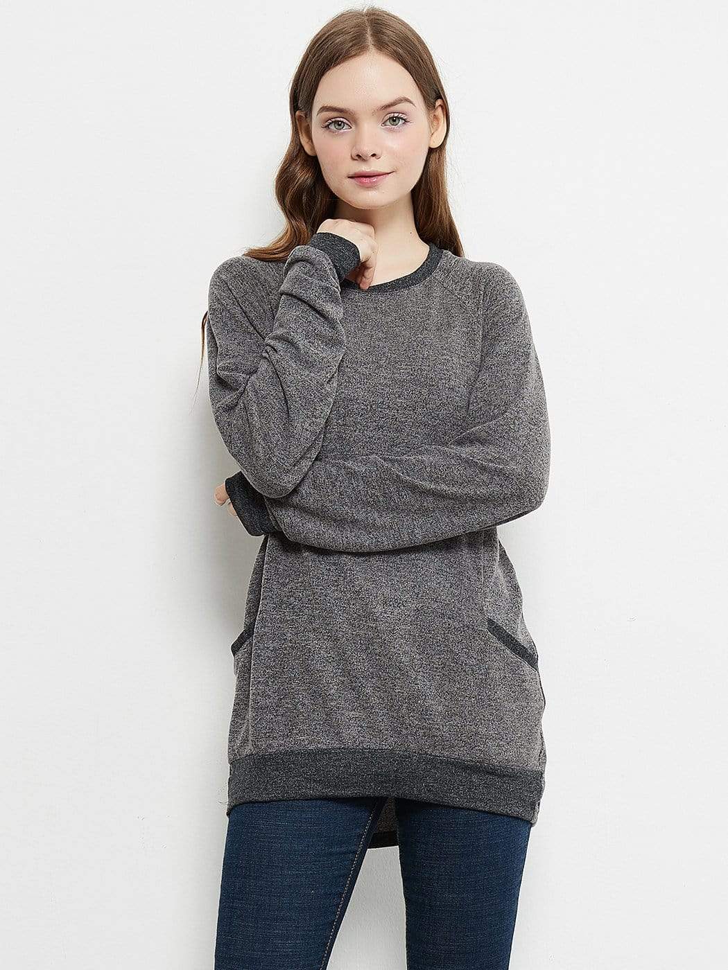 Long Sleeve Pocket Front Pullover Anna-Kaci Wholesale