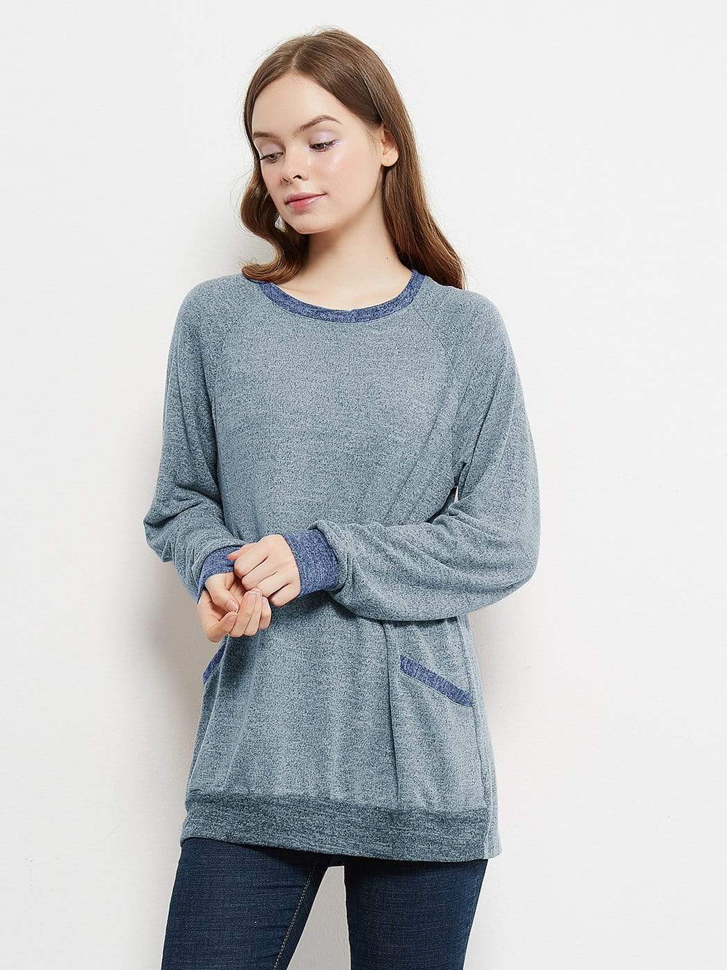 Long Sleeve Pocket Front Pullover Anna-Kaci Wholesale
