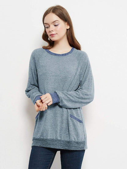 Long Sleeve Pocket Front Pullover Anna-Kaci Wholesale