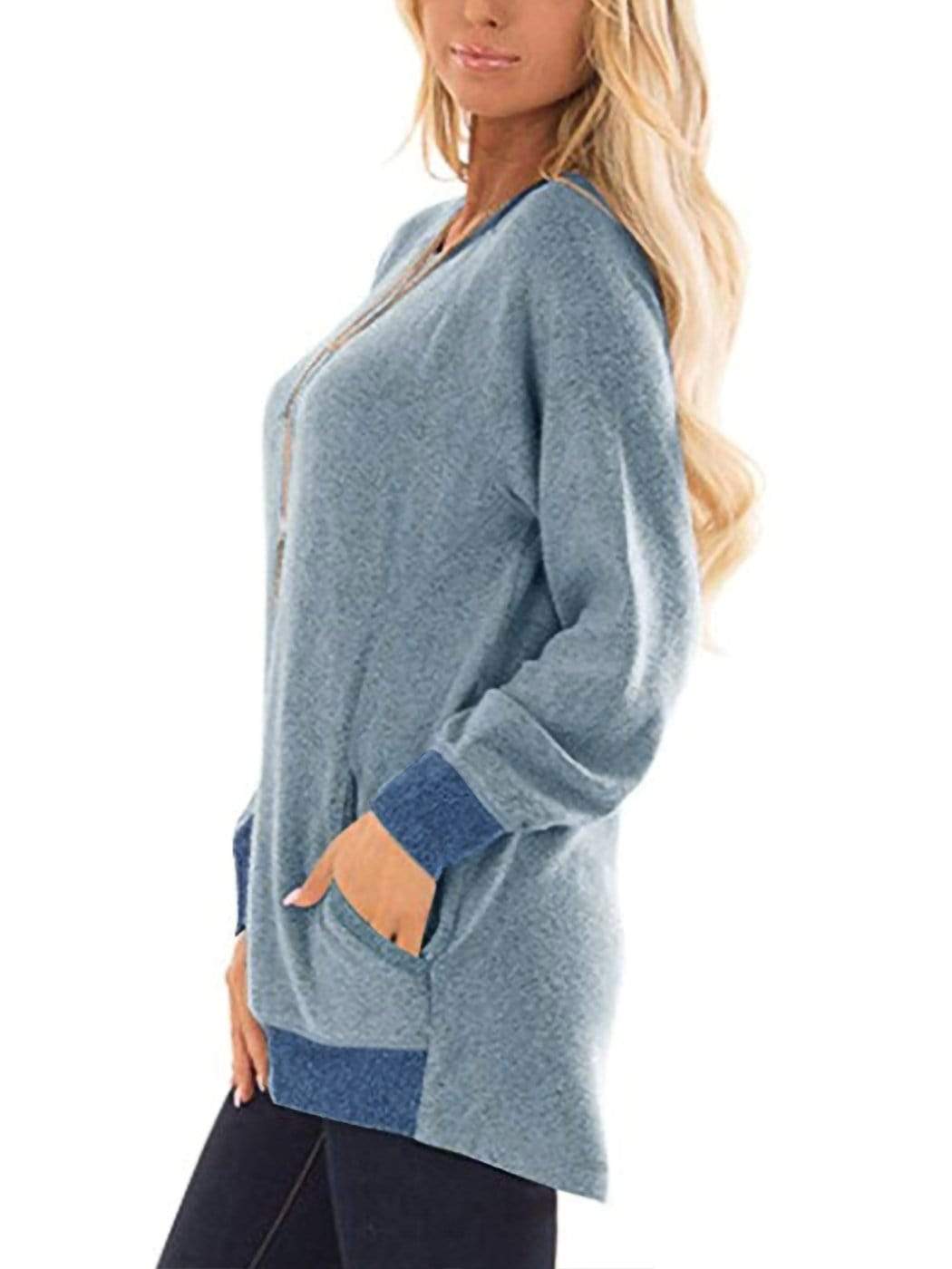 Long Sleeve Pocket Front Pullover Anna-Kaci Wholesale