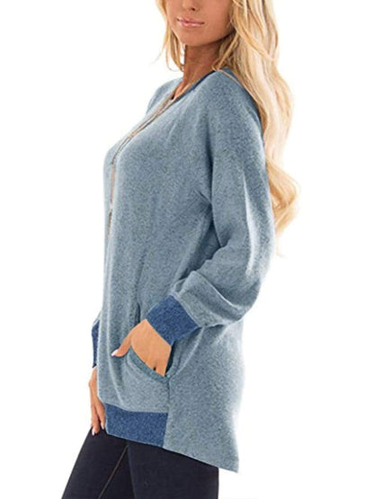 Long Sleeve Pocket Front Pullover Anna-Kaci Wholesale