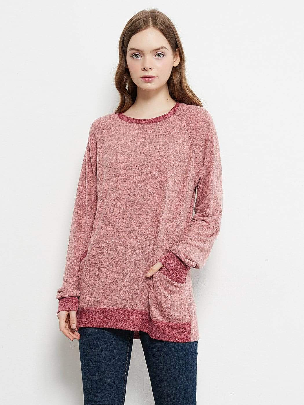 Long Sleeve Pocket Front Pullover Anna-Kaci Wholesale