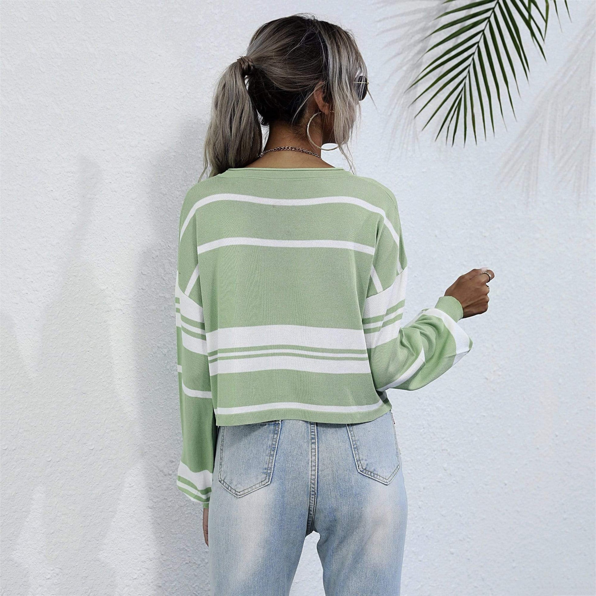 Bishop Sleeve Striped Sweater Anna-Kaci Wholesale