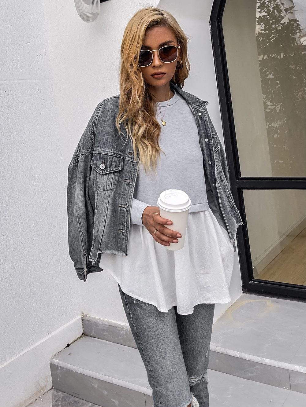 Double Layered Sweater Top Anna-Kaci Wholesale