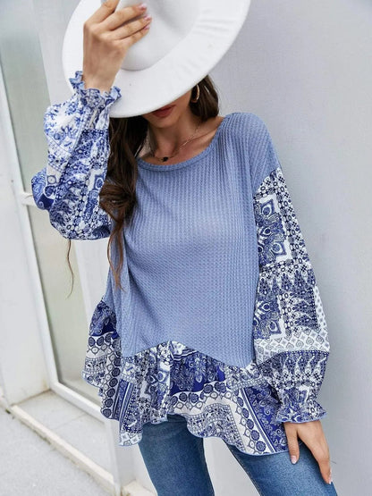 Two Tone Paisley Print Sweater Anna-Kaci Wholesale