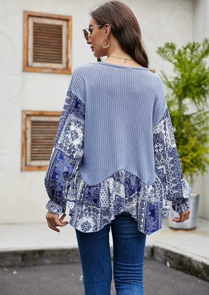 Two Tone Paisley Print Sweater Anna-Kaci Wholesale