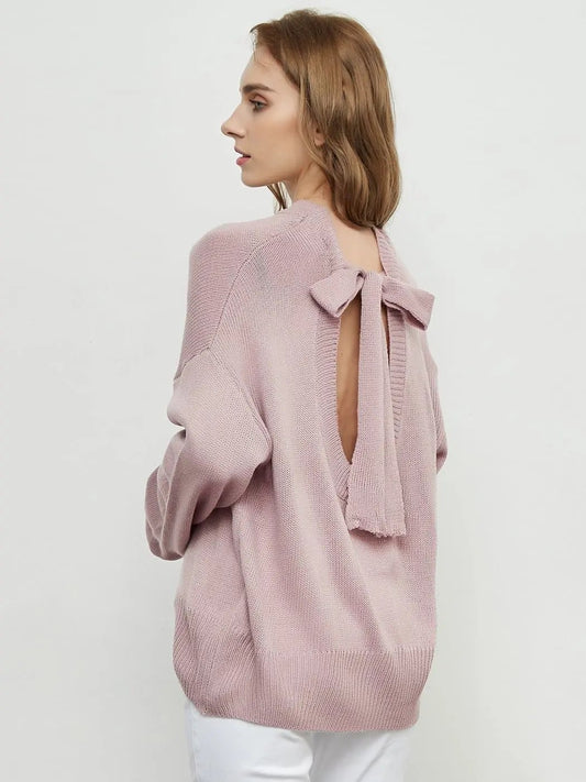 Love Tie Puffed Sleeve Sweater