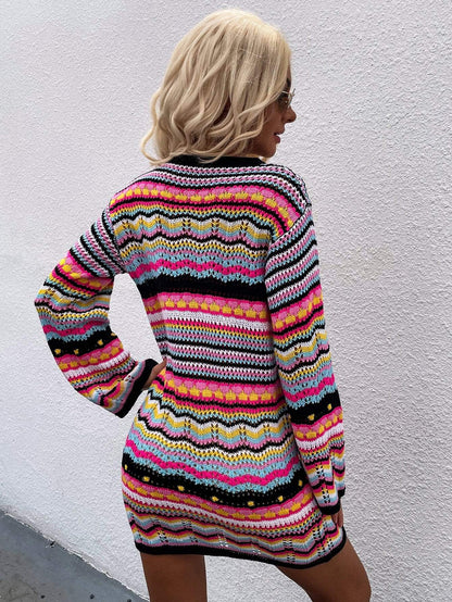 Vibrant Holiday Knit Sweater Dress Anna-Kaci Wholesale