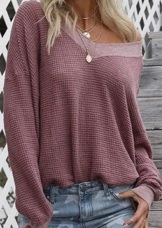 Asymmetric Neck One Shoulder Sweater - Get it from Bo
