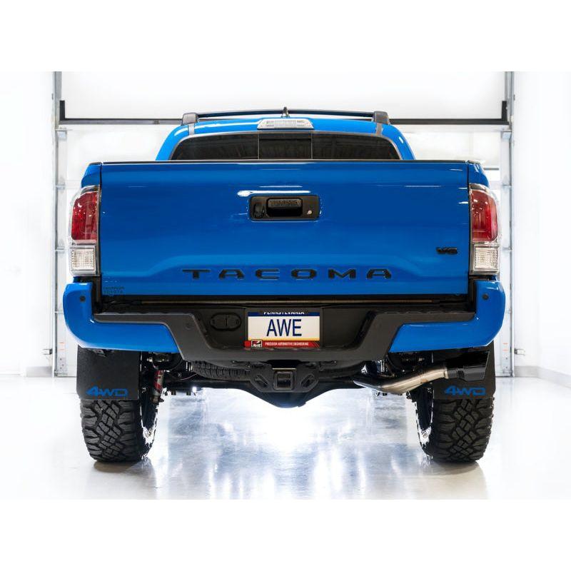 AWE 2016-2023 Toyota Tacoma 0FG Catback Exhaust w/ BashGuard - Dual Diamond Black Tips NP Motorsports