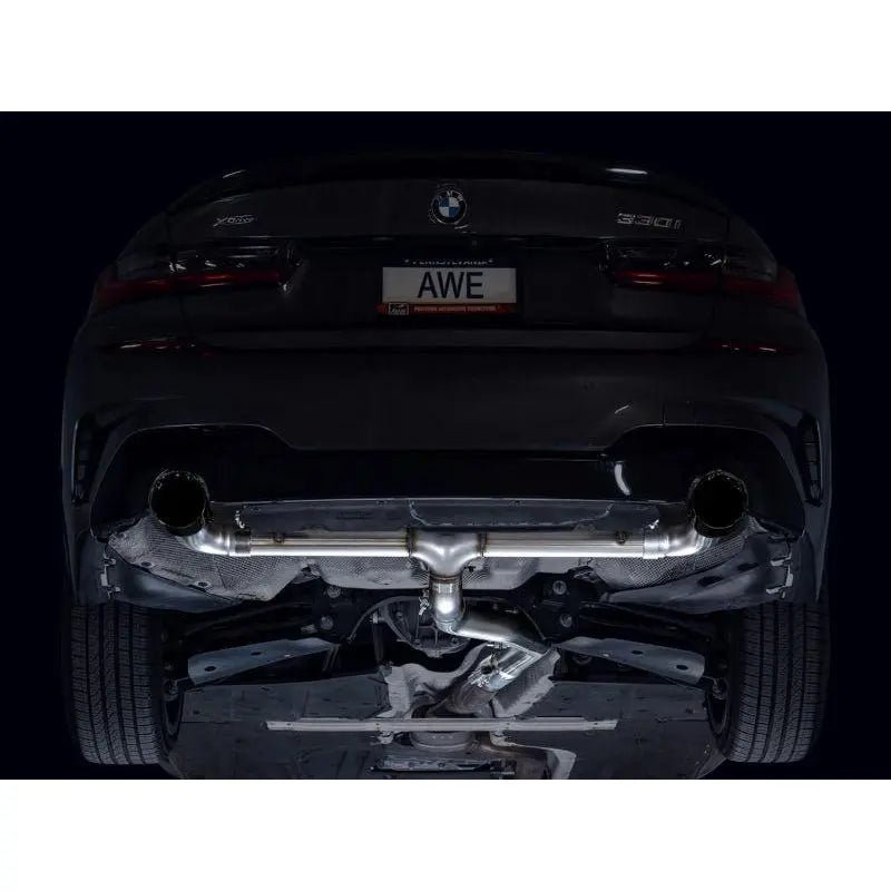 AWE 19-23 BMW 330i / 21-23 BMW 430i Base G2X Track Edition Axle Back Exhaust - Diamond Black - Get it from Bo
