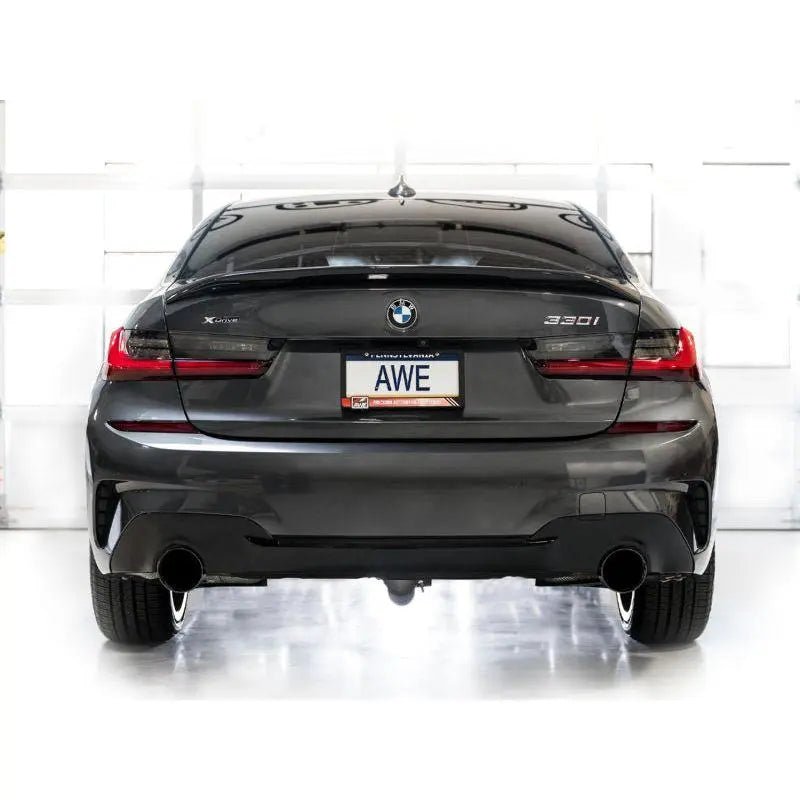 AWE 19-23 BMW 330i / 21-23 BMW 430i Base G2X Track Edition Axle Back Exhaust - Diamond Black - Get it from Bo