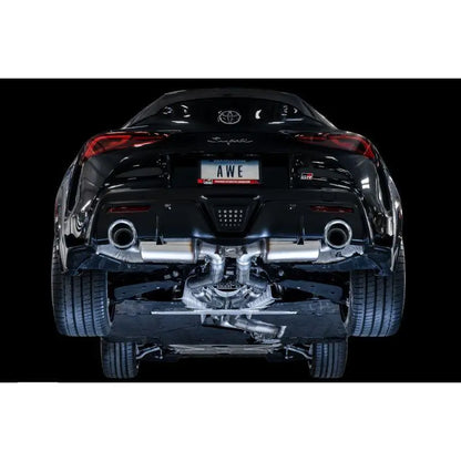 AWE 2020 Toyota Supra A90 Resonated Touring Edition Exhaust - 5in Chrome Silver Tips NP Motorsports