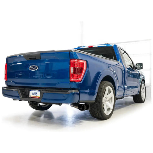 AWE 21-25 Ford F150 (14th Gen Reg Cab) Cat-Back Exhaust - 4.5in Dual Side Exit Diamond Black Tips - Get it from Bo