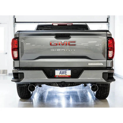AWE 4th Gen GM 1500 5.3L 0FG Catback Split Rear Exit (w/ Bumper Cutouts) - OE Tips - Get it from Bo