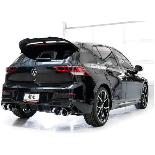 AWE MK8 Volkswagen Golf R 3in Track Edition Quad Exhaust - Chrome Silver Tips - Get it from Bo