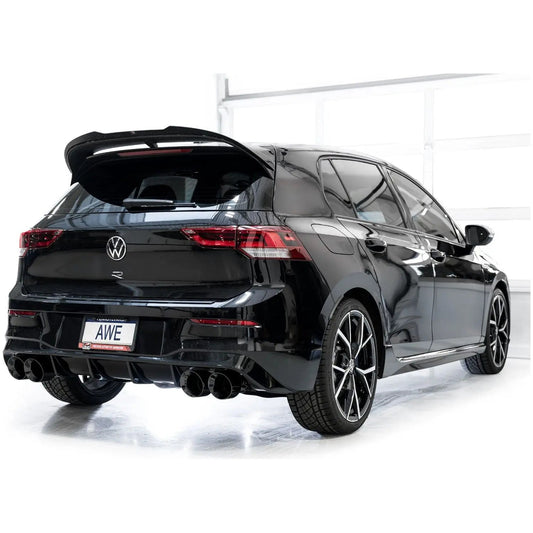 AWE MK8 Volkswagen Golf R 3in Track Edition Quad Exhaust - Diamond Black Tips - Get it from Bo