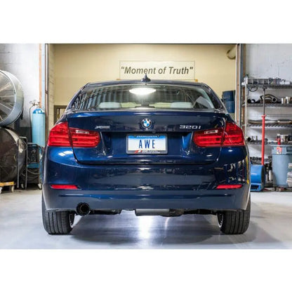 AWE Tuning 13-18 BMW 320i (F30) Touring Edition Exhaust w/ Perfomance Mid Pipe - Diamond Black Tips NP Motorsports