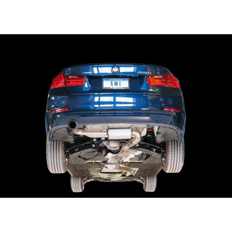 AWE Tuning 13-18 BMW 320i (F30) Touring Edition Exhaust w/ Perfomance Mid Pipe - Diamond Black Tips NP Motorsports