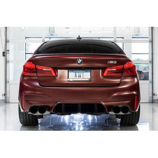 AWE Tuning 18-19 BMW M5 (F90) 4.4T AWD Cat-back Exhaust - Track Edition (Diamond Black Tips) NP Motorsports