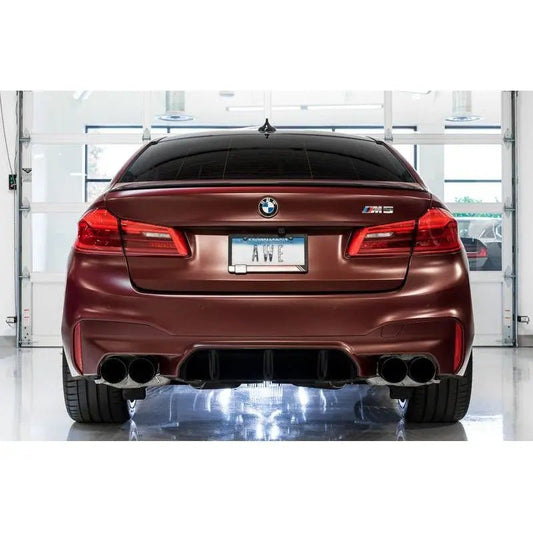 AWE Tuning 18-19 BMW M5 (F90) 4.4T AWD Cat-back Exhaust - Track Edition (Diamond Black Tips) - Get it from Bo