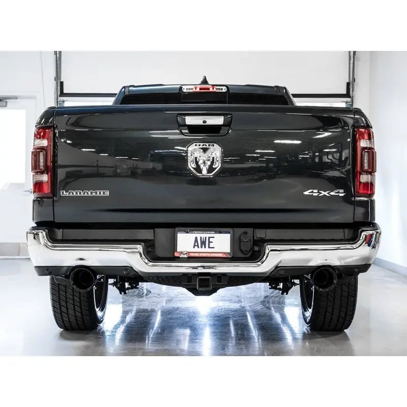 AWE Tuning 19-21 RAM 1500 5.7L (w/Cutouts) 0FG Dual Rear Exit Cat-Back Exhaust - Diamond Black Tips - Get it from Bo