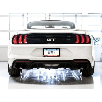 AWE Tuning 2018+ Ford Mustang GT (S550) Cat-back Exhaust - Touring Edition (Quad Diamond Black Tips) NP Motorsports