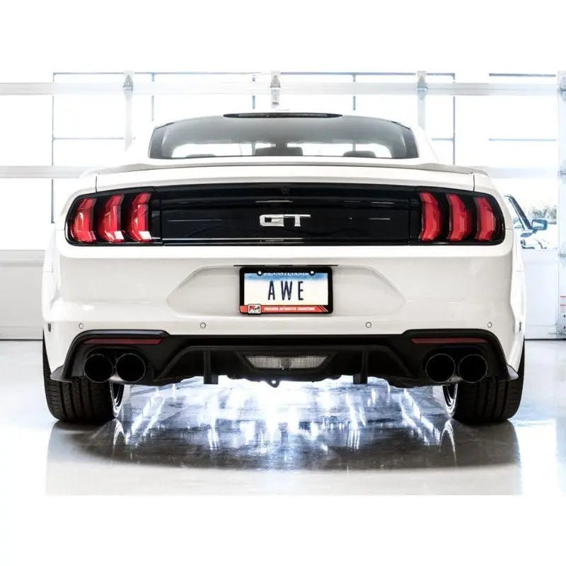 AWE Tuning 2018+ Ford Mustang GT (S550) Cat-back Exhaust - Touring Edition (Quad Diamond Black Tips) - Get it from Bo