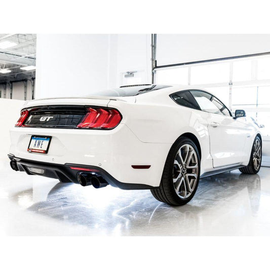 AWE Tuning 2018+ Ford Mustang GT (S550) Cat-back Exhaust - Touring Edition (Quad Diamond Black Tips) NP Motorsports
