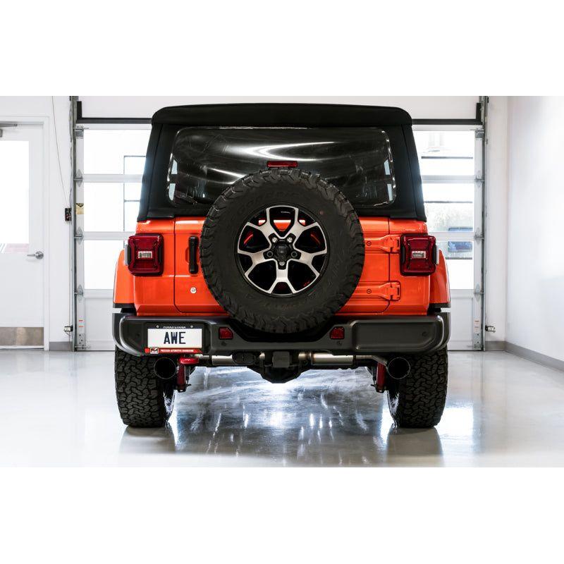 AWE Tuning 2018+ Jeep Wrangler JL/JLU Tread Edition Axle-Back Dual Exhaust - Diamond Black Tips NP Motorsports