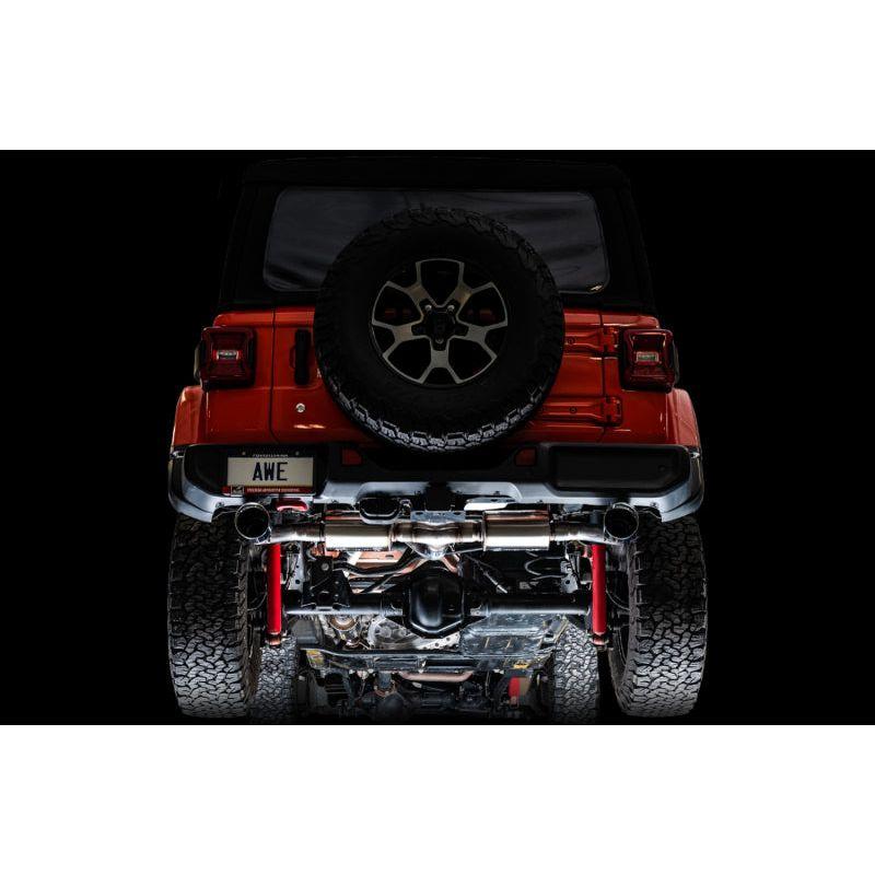 AWE Tuning 2018+ Jeep Wrangler JL/JLU Tread Edition Axle-Back Dual Exhaust - Diamond Black Tips NP Motorsports