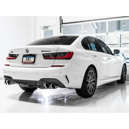 AWE Tuning 2019+ BMW M340i (G20) Non-Resonated Touring Edition Exhaust - Quad Chrome Silver Tips NP Motorsports