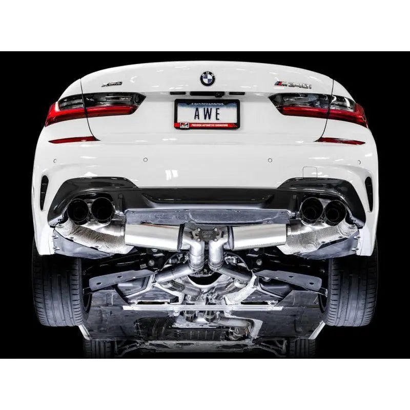 AWE Tuning 2019+ BMW M340i (G20) Resonated Touring Edition Exhaust - Quad Diamond Black Tips - Get it from Bo