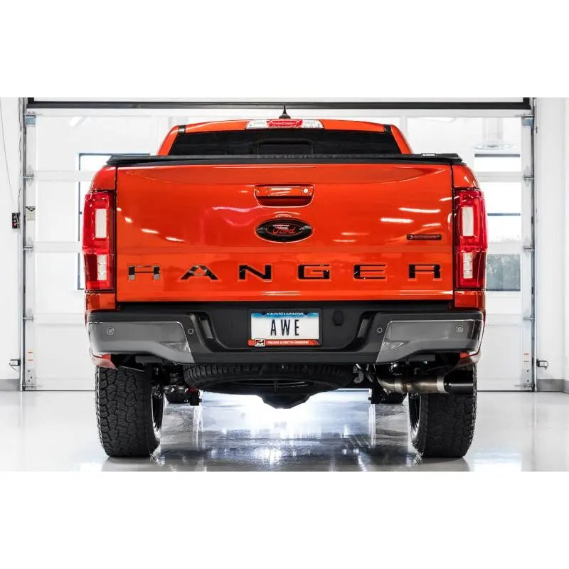AWE Tuning 2019+ Ford Ranger 0FG Performance Exhaust System w/Diamond Black Tips & Rock Guard - Get it from Bo