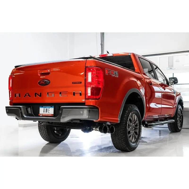AWE Tuning 2019+ Ford Ranger 0FG Performance Exhaust System w/Diamond Black Tips & Rock Guard - Get it from Bo