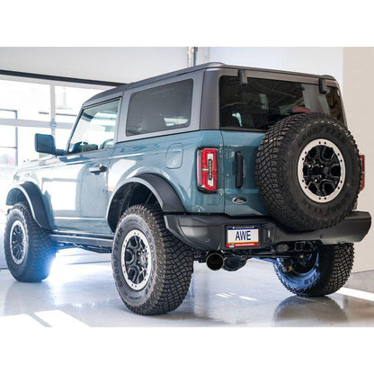 AWE Tuning 2021+ Ford Bronco 0FG Single Rear Exit Exhaust w/Diamond Black Tip & Bash Guard - Get it from Bo