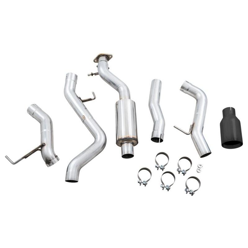 AWE Tuning 2021+ Ford Bronco 0FG Single Rear Exit Exhaust w/Diamond Black Tip & Bash Guard - Get it from Bo