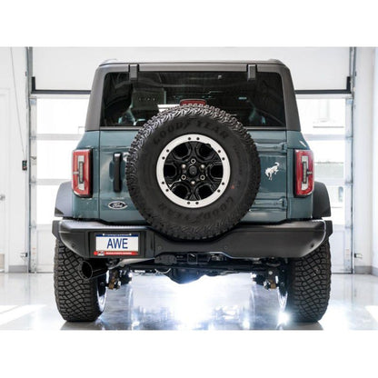 AWE Tuning 2021+ Ford Bronco 0FG Single Rear Exit Exhaust w/Diamond Black Tip & Bash Guard - Get it from Bo