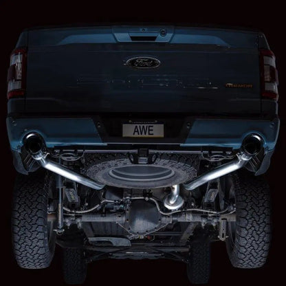 AWE Tuning 2021+ Ford F-150 Tremor (w/ Bumper Cutouts) 0FG Non-Resonated Catback -Diamond Black Tips - Get it from Bo