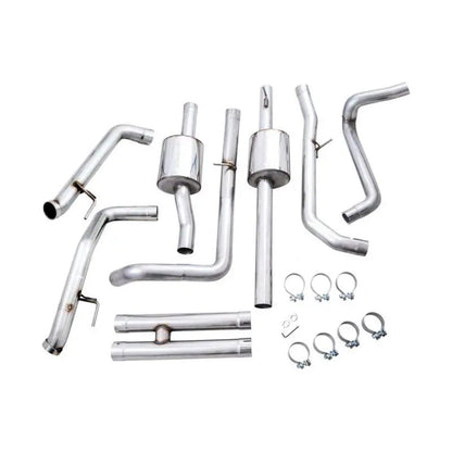 AWE Tuning 22-23 GMC Sierra 1500 AT4X 6.2L 0FG Catback Split Dual (Flat Bumper) - Bashguard(No Tips) NP Motorsports