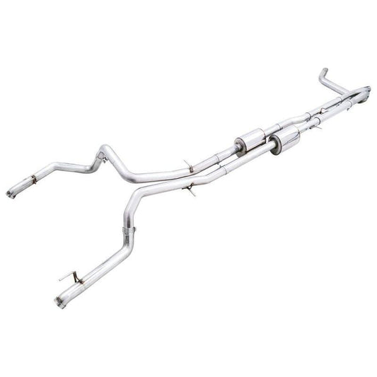 AWE Tuning 22-23 GMC Sierra 1500 AT4X 6.2L 0FG Catback Split Dual (Flat Bumper) - Bashguard(No Tips) NP Motorsports