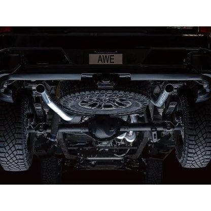 AWE Tuning 22-23 GMC Sierra 1500 AT4X 6.2L 0FG Catback Split Dual (Flat Bumper) - Bashguard(No Tips) NP Motorsports