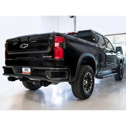 AWE Tuning 22-23 GMC Sierra 1500 AT4X 6.2L 0FG Catback Split Dual (Flat Bumper) - Diamond Black Tips NP Motorsports