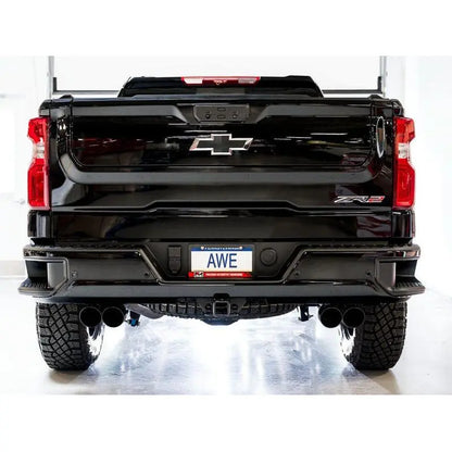 AWE Tuning 22-23 GMC Sierra 1500 AT4X 6.2L 0FG Catback Split Dual (Flat Bumper) - Diamond Black Tips NP Motorsports