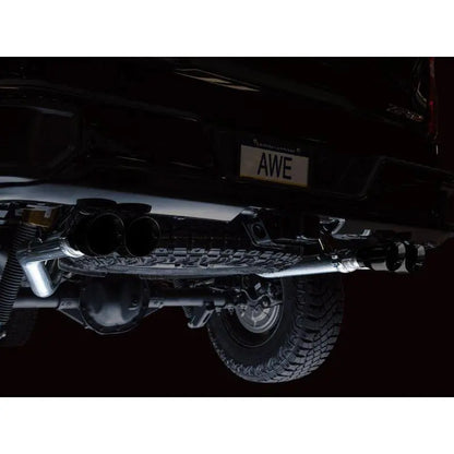 AWE Tuning 22-23 GMC Sierra 1500 AT4X 6.2L 0FG Catback Split Dual (Flat Bumper) - Diamond Black Tips NP Motorsports