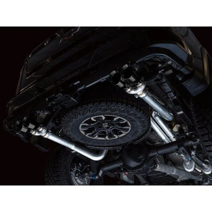 AWE Tuning 22-23 GMC Sierra 1500 AT4X 6.2L 0FG Catback Split Dual (Flat Bumper) - Diamond Black Tips NP Motorsports